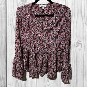 William Rast purple Ruffled Peplum Blouse size small boho prairie